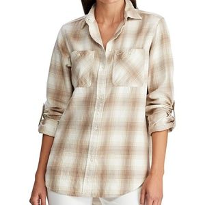 Ralph Lauren Beige White Checker Shirt Small